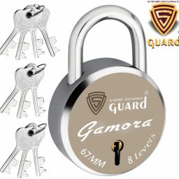 GAMORA Laser Printed Door Lock, Gate Lock-67MM-8 Levers,Double Locking 10 Keys Padlock-25