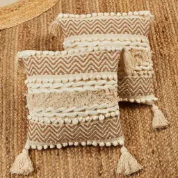 jutie pie Cream Cotton Woven 12x12 inches Cushion Cover-picture-47