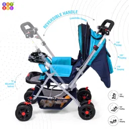 beybee Baby Stroller/Pram with Food Tray & Luggage Bag with Music System & Mosquito Net Stroller image 3