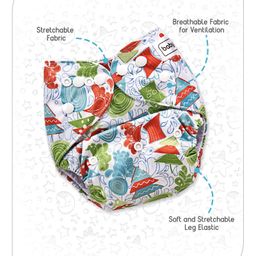 Babyhug Free Size Reusable Cloth Diaper With Insert Leaves Print - White & Babyhug Free Size Reusable Cloth Diaper With Insert - Red image 2