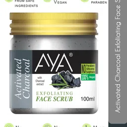 AYA Set Of 2 Activated Charcoal & Apricot Exfoliating Face Scrubs - 100 ml Each image 2