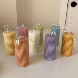 Elegent Ribbed Pillar (3-inch) Candle-image-46