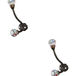 IndianShelf White & Brown 2 Pieces Ceramic Dotted Strip Wall Mounted Hooks-6