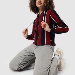 Campus Sutra Women Striped Hooded Sweatshirt-picture-30