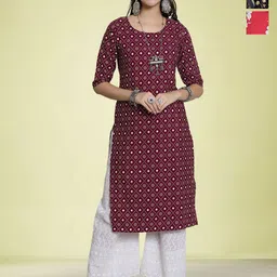 Moda Rapido Selection Of 3 Bandhani Printed Round Neck Straight Kurtas-image-64