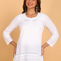 VAHSON Ethnic Motifs Embroidered Chikankari Pure Cotton Chikankari Kurti-picture-29