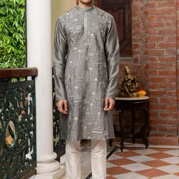 PATR Men Ethnic Motifs Embroidered Regular Kurta with Trousers-image-69