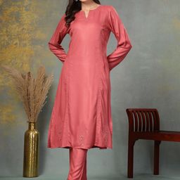 Nayam By Lakshita Women Embroidered Regular Thread Work Kurta with Palazzos-picture-14