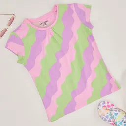 Pantaloons Junior Girls Striped Round Neck Cotton T-shirt-picture-24