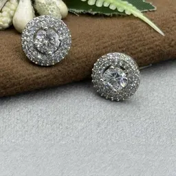 VANSHIKA JEWELS White Circular Cubic Zirconia Alloy Stud Earrings-picture-8
