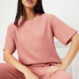 max Women Self Design Round Neck Relaxed Fit T-shirt-image-89
