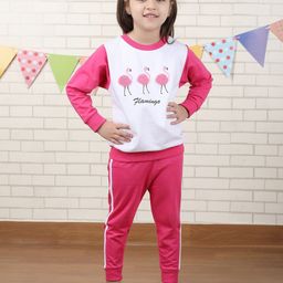 Polka Tots Girls Printed Round Neck Pure Cotton Sweatshirt With Jogger-image-35