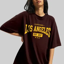 Leotude Women Typography Printed Round Neck Cotton Oversized T-shirt-image-67