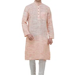 Exotic India Men Textured Solid Cotton Kurta with Churidar-picture-9