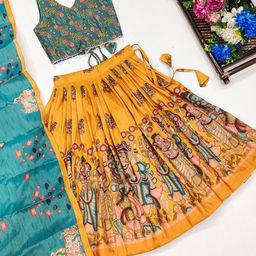BAESD Girls Printed Beads and Stones Foil Print Ready to Wear Lehenga & Blouse With Dupatta-picture-14