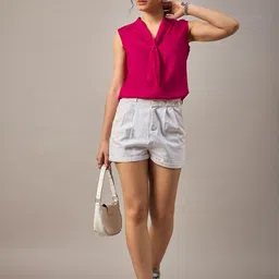 The Roadster Lifestyle Co Front Tie Sleeveless Top-image-45