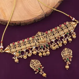 Anouk Gold-Plated Copper Artificial Stones and Beads Jewellery Set-image-16