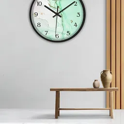 OLIVE TREE Black & Green Printed Contemporary Wall Clock-image-41