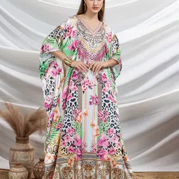 LABEL AARNA Golden Huntress Soft Satin Women Rhinestones Kaftan-image-74
