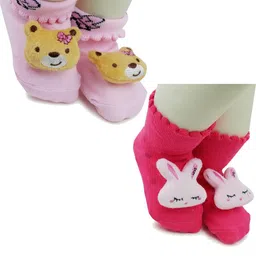 NESKA MODA Kids-Unisex Set Of 2 Ankle Length Cotton Socks-30