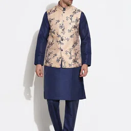 SHOWOFF Men Regular Raw Silk Kurta with Trousers-25