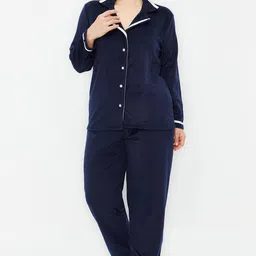 Trendyol Lapel Collar Neck Long Sleeves Night suit-image-42