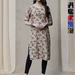 7Threads Women Ethnic Motifs Printed Sequinned Floral Crepe Kurta-image-89