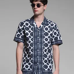 Jack & Jones Men Cuban Collar Abstract Printed Cotton Casual Shirt-image-39