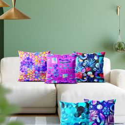 ArtzFolio Multicoloured Set of 5 Velvet Square Cushion Covers-50
