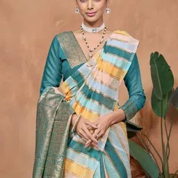KALINI Ethnic Motifs Zari Chanderi Saree With Blouse Piece-picture-47