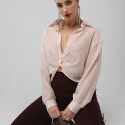 SHOWOFF Women Studded Shirt Style Crop Top-image-55