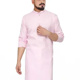 Men Solid Straight Kurta (Pink)-image-82