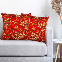 Vinayaka Fab Red And Green 2 Pieces Embroidered Silk Square Cushion Covers-image-39
