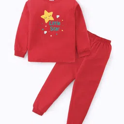 BLUSHES Kids Little Star Printed Pure Cotton Top With Joggers Night Suit-image-81