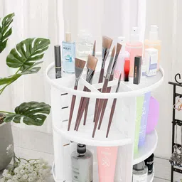 Kuber Industries White 2 Pieces Rotating 360 Makeup Organisers-43