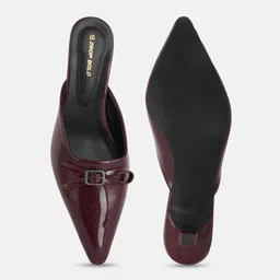 DROP BOLD Pointed Toe Kitten Mules with Buckles image 2