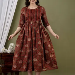 BAESD Ethnic Motifs Printed Maternity Maxi Dress-image-21