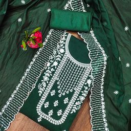 SAINOOR Embroidered Semi-Stitched Dress Material-image-51