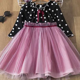 YK Kids Girls Polka Dots Printed Round Neck Fit & Flare Dress-image-29
