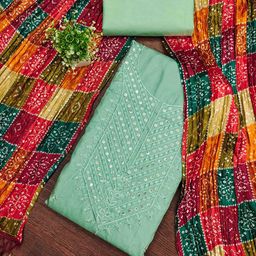 KALINI Floral Embroidered Sequinned Unstitched Dress Material-image-31