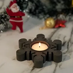 Greyt FrostyFlake Grey Textured Stoneware Candle Holder-image-93