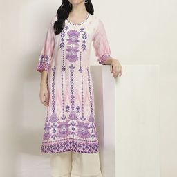 Rangriti Floral Printed Round Neck Straight Kurta-38
