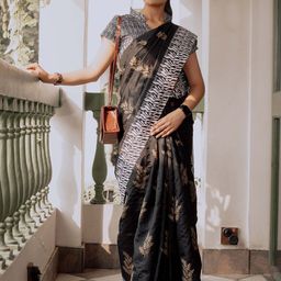 KALINI Floral Silk Blend Dabu Saree-picture-12