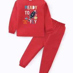 BLUSHES Kids Printed Pure Cotton Round Neck Night Suit-picture-28