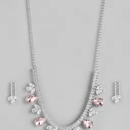 MANSIYAORANGE Rhodium Plated Crystal AD Gemstone-Studded Jewellery Set-5