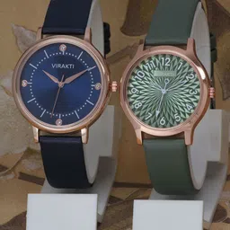 VIRAKTI Pack Of 2 Women Brass Dial & Leather Straps Analogue Watch WATH84UX9GSMAKU6-image-31