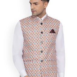 VEERA PARIDHAAN Printed Mandarin Collar Nehru Jacket-image-72