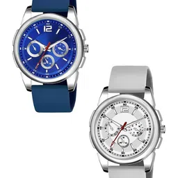 JUST LIKE Men Dial & Straps Analogue Watch 883 tigada all blue&silver dial gray belt c-2-image-16