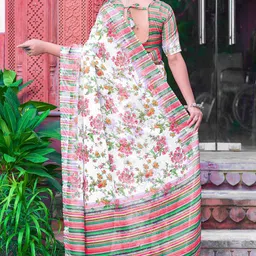 Sidhidata Floral Block Print Saree image 5