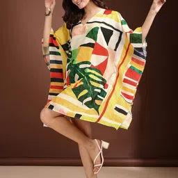 LABEL AARNA Women Abstract Printed Cotton Kaftan Dress-picture-21